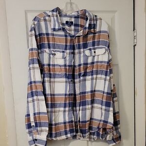 George Blue, White and Tan Plaid Shirt